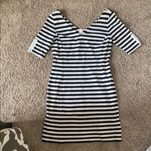 Black and white striped bodycon dress